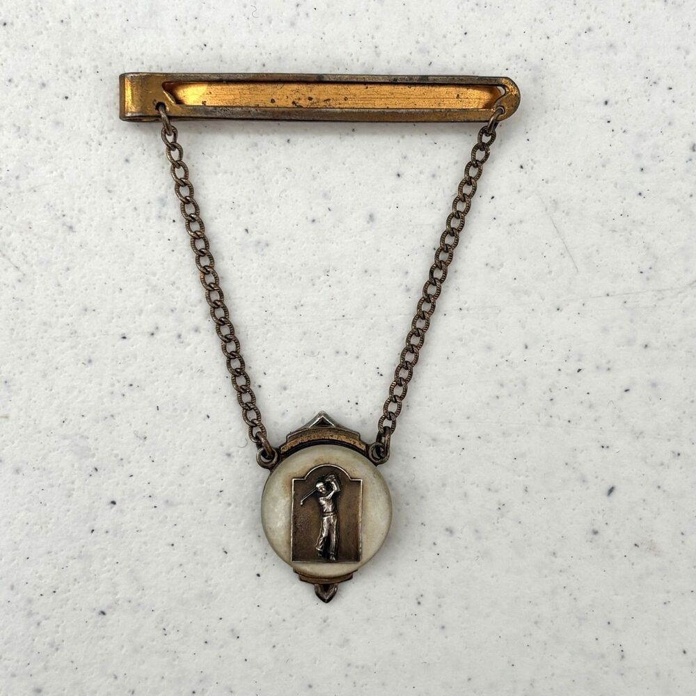 Vintage 1940 Giant Grip Tie Clasp Golf Sterling Silver